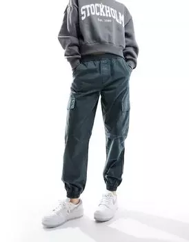 Голубые брюки карго с манжетами ASOS