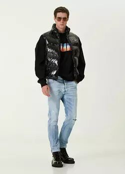Голубые джинсовые брюки с потертостями Dsquared2