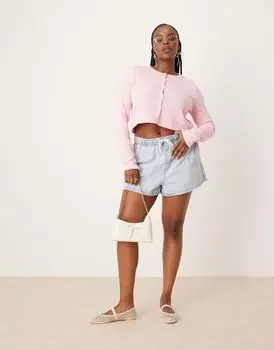 Голубые джинсовые шорты без шнурков ASOS DESIGN Curve