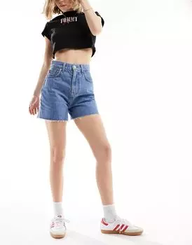 Голубые джинсовые шорты для мам с завышенной талией Tommy Jeans
