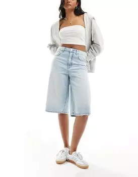 Голубые джинсовые шорты Stradivarius Soft Touch