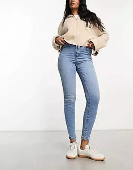 Голубые джинсы скинни с завышенной талией Vero Moda