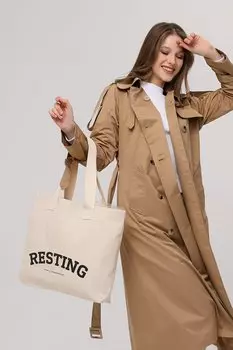 Горизонтальная большая сумка из холста с принтом Resting INAR BEZ ANTA