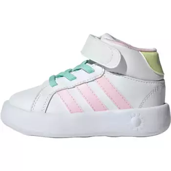 GRAND COURT Детская обувь для малышей, кроссовки Adidas, цвет White/Clear Pink/Ice Crystal Yellow
