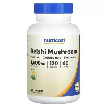 Гриб рейши, 1500 мг, 120 капсул (750 мг на капсулу) Nutricost