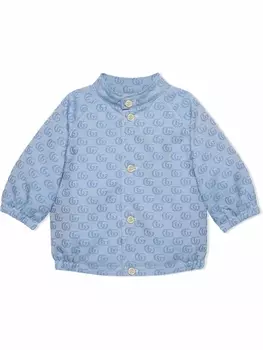Gucci Kids бомбер с узором Interlocking G, синий