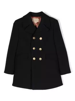 Gucci Kids двубортное пальто из смесовой шерсти, синий