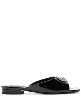 Gucci лакированные шлепанцы с логотипом Double G, черный