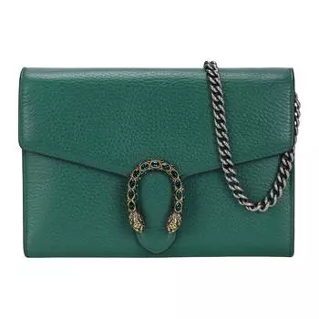 GUCCI Мини-сумка-кошелек Dionysus из кожи на цепочке, зеленая