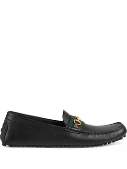 Gucci мокасины с отделкой Web, черный