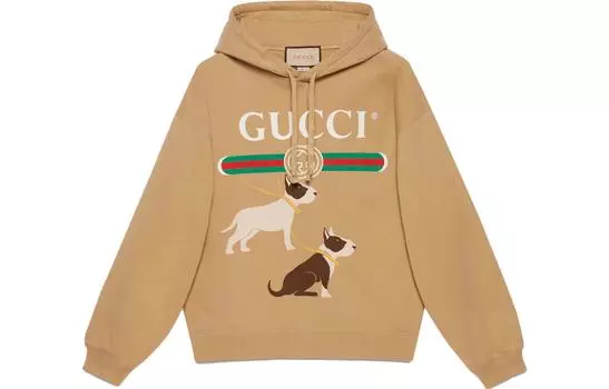 Толстовка мужская Gucci с принтом собак, коричневый
