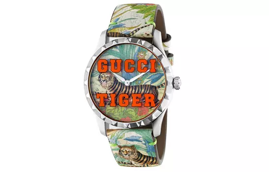 GUCCI Наручные часы G-Timeles Collection с кварцевым механизмом, ремешком из натуральной кожи, 38 мм, красным циферблатом, женские часы