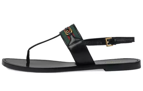 Сандалии GUCCI Web Stripe T-bar Flat Sandals