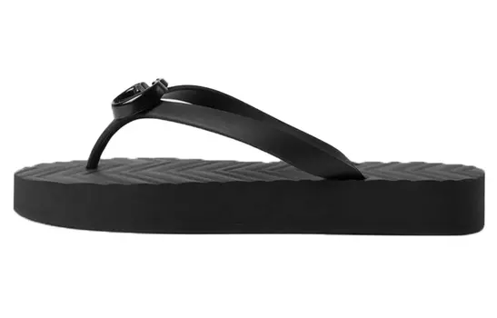 Сандалии GUCCI Chevron Thong Sandal Black Rubber Women's