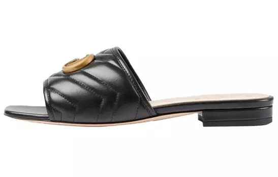 Сандалии GUCCI Double G Slide Sandal Black Leather