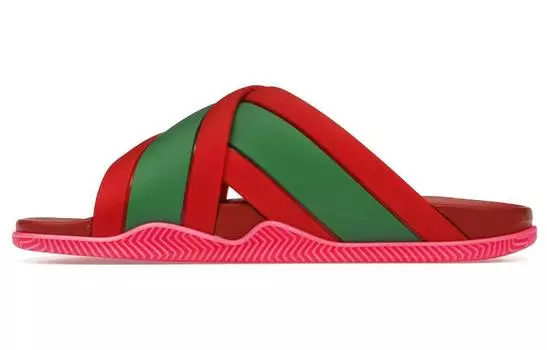 Шлепанцы женские Gucci Web Slide, красный / зеленый