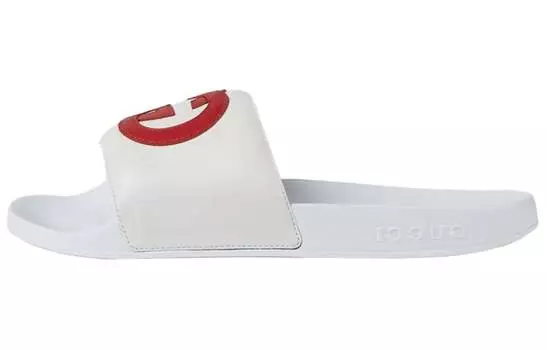 Сандалии GUCCI Slide Interlocking G Leather White Women's