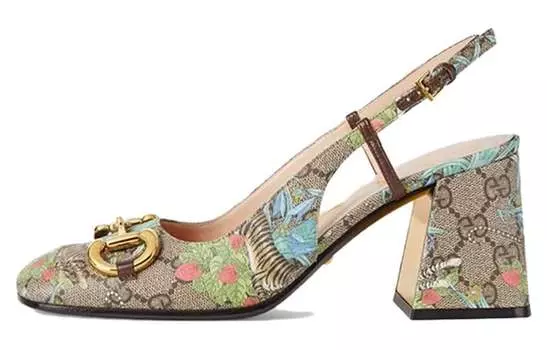 Туфли женские Gucci с принтом, серо-бежевый