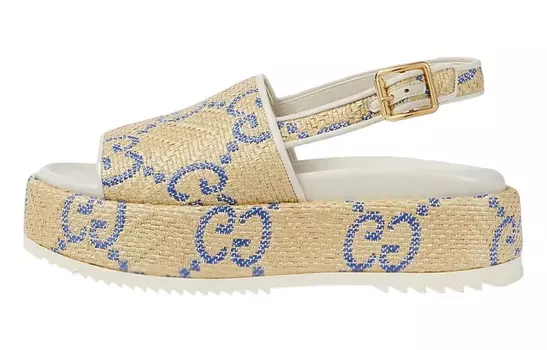 Шлепанцы женские Gucci One-Strap, желтый / синий