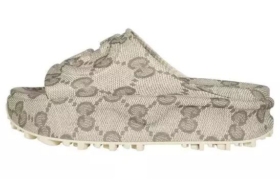 Шлепанцы женские Gucci Oversize, серо-бежевый