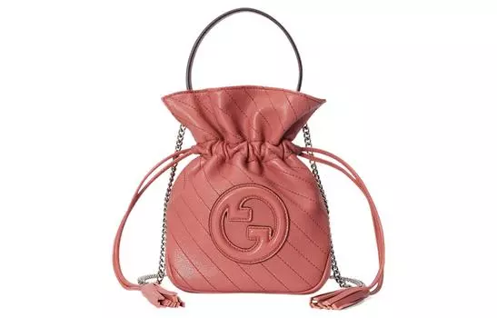 GUCCI Сумка-ведро Blondie Leather, сумка через плечо, мини-сумка женская, розовая