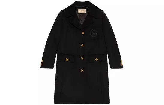 Пальто женское Gucci Double G Embroidery, черный