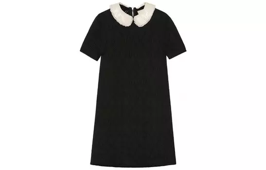 Платье женское Gucci с беым воротником, черный