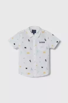Guess Детская хлопковая рубашка, белый