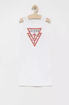 Guess Детское хлопковое платье, белый