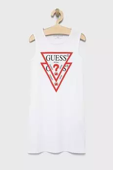 Guess Детское хлопковое платье, белый