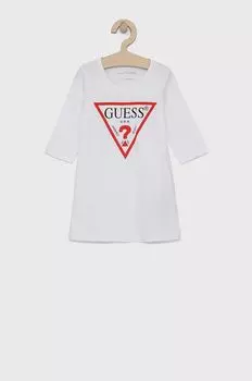 Guess Детское хлопковое платье, белый