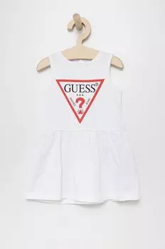 Guess Детское хлопковое платье, белый