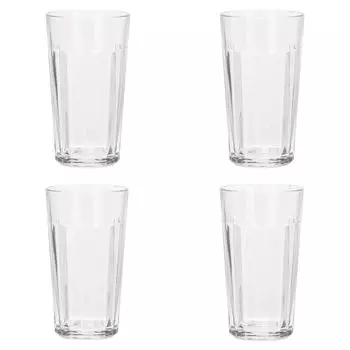 H&S Decoration Стаканы 350 мл, набор из 4 шт. из прозрачного стекла 14,5x8,5 см