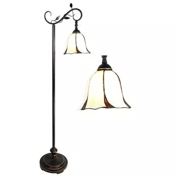 HAES DECO - Торшер Tiffany 152 cm бело-коричневый торшер из металлического стекла Tiffany светильник из витражного стекла, белый