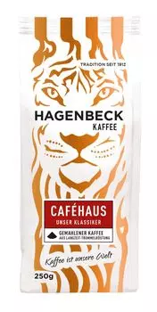 HAGENBECK - Кофе - Cafehaus - Кофе жареный - кофе молотый в зернах - 250г - смесь 100% арабики - АРОМАТИЧЕСКИЙ - традиционная смесь Meyer & Horn
