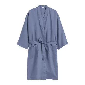 Халат H&M Home Washed Linen, синий