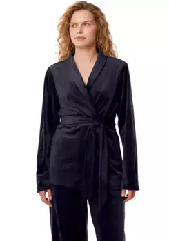 Халат Триумф "Sensual Velour Robe Top", с шалевым воротником Triumph, синий