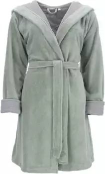 Халат женский Esprit "Cosy" (1 шт., с поясом), с капюшоном и вышивкой логотипа, короткий, зеленый