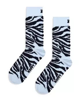 Happy Socks Пушистые носки с зеброй, синий