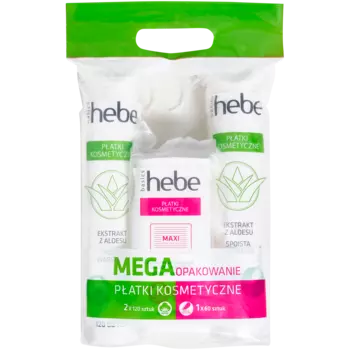 Hebe Basics мега упаковка: круглые ватные диски с экстрактом алоэ вера, 2х120 шт + квадратные макси ватные диски, 60 шт/1 уп.