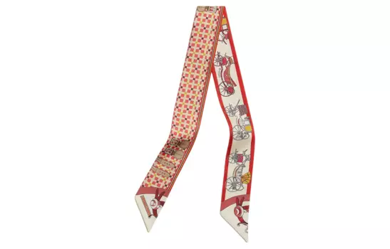 HERMES Шелковый шарф женский гранатово-красный