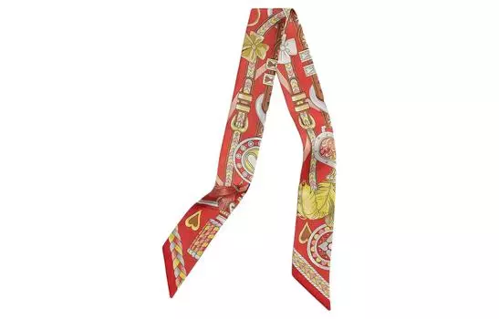 HERMES Шелковый шарф женский красный