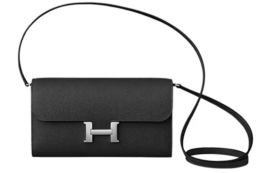 HERMES Сумка-клатч Constance To Go Epsom из кожи, через плечо, женская, Noir, черная