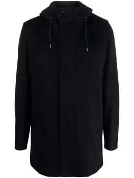 Herno concealed-fastening hooded coat, синий