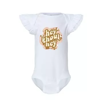 Hey Ghoul Hey Colorful Детское боди с развевающимися рукавами The Juniper Shop, белый