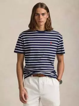 Хлопчатобумажная футболка crew в полоску Ralph Lauren, цвет Newport Navy/White