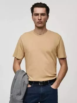 Хлопчатобумажная футболка kimi regular fit с коротким рукавом Mango, цвет Medium Brown