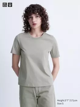 Хлопчатобумажная футболка с круглым вырезом supima Uniqlo, серый