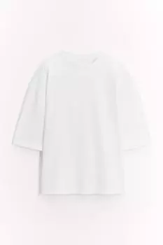 Хлопчатобумажная футболка свободного покроя ZARA, белый