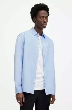 Хлопчатобумажная рубашка AllSaints, синий